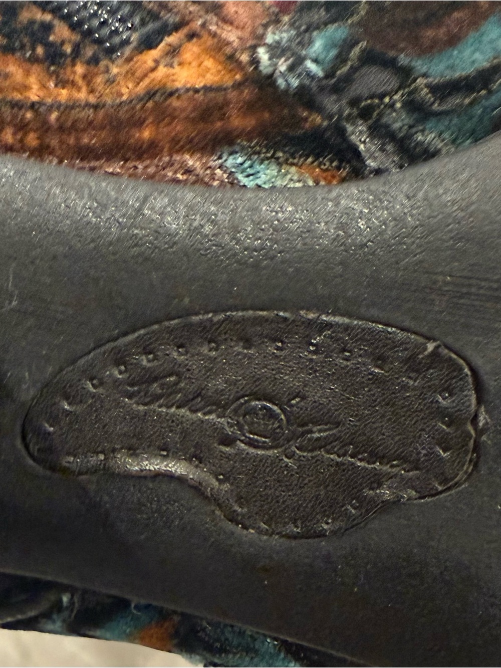 Born Multicolor Velvet Tall Paisley Boot with Stacked Leather Heel - Picture 12 of 14